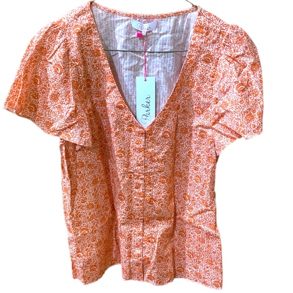 Parker Gloria Floral V-Neck Button-Down Top - Picture 3 of 16